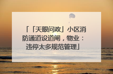 「天眼问政」小区消防通道设道闸，物业：违停太多规范管理