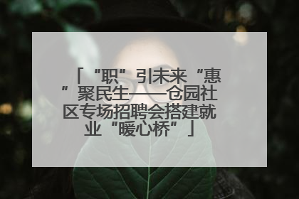 “职”引未来“惠”聚民生——仓园社区专场招聘会搭建就业“暖心桥”