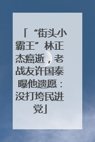 “街头小霸王”林正杰癌逝，老战友许国泰曝他遗愿：没打垮民进党