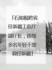 石如根跨省任新疆工信厅副厅长，连续多名年轻干部调任新疆