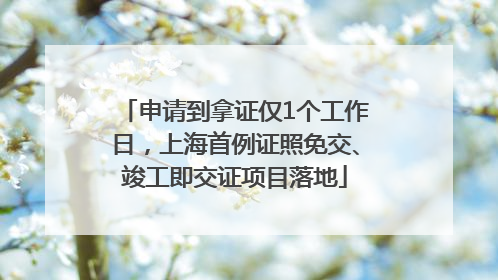 申请到拿证仅1个工作日，上海首例证照免交、竣工即交证项目落地