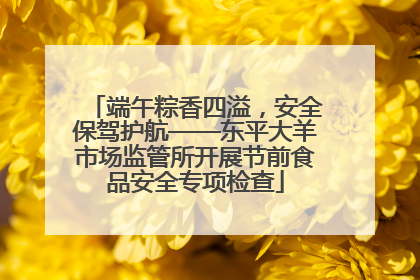 端午粽香四溢，安全保驾护航——东平大羊市场监管所开展节前食品安全专项检查