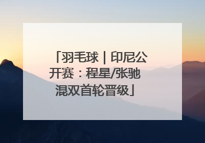 羽毛球｜印尼公开赛：程星/张驰混双首轮晋级