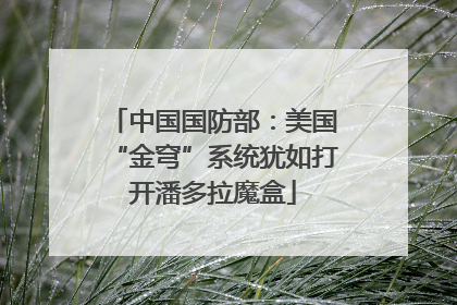 中国国防部：美国“金穹”系统犹如打开潘多拉魔盒
