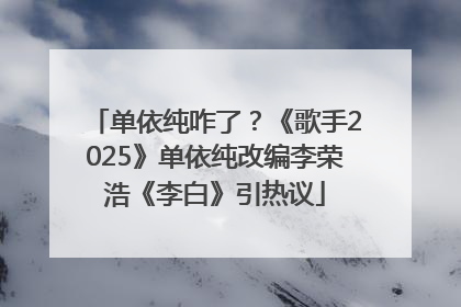 单依纯咋了？《歌手2025》单依纯改编李荣浩《李白》引热议