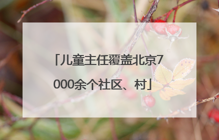 儿童主任覆盖北京7000余个社区、村