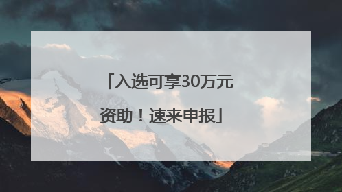 入选可享30万元资助！速来申报