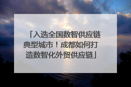 入选全国数智供应链典型城市！成都如何打造数智化外贸供应链