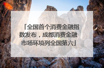 全国首个消费金融指数发布，成都消费金融市场环境列全国第六