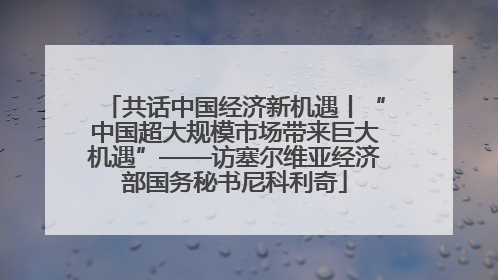 共话中国经济新机遇丨“中国超大规模市场带来巨大机遇”——访塞尔维亚经济部国务秘书尼科利奇