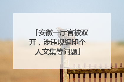 安徽一厅官被双开，涉违规编印个人文集等问题