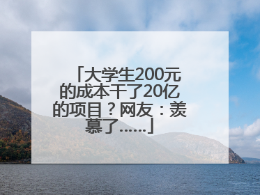 大学生200元的成本干了20亿的项目？网友：羡慕了……