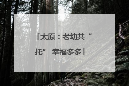 太原：老幼共“托” 幸福多多