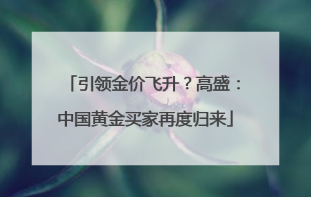 引领金价飞升？高盛：中国黄金买家再度归来