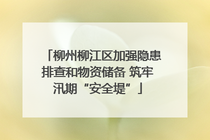 柳州柳江区加强隐患排查和物资储备 筑牢汛期“安全堤”