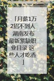 月薪1万2招不到人 湖南发布最新紧缺职业目录 这些人才吃香