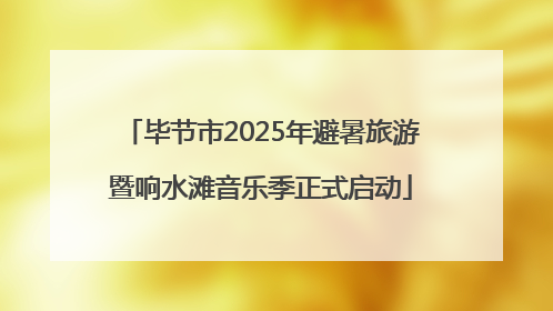毕节市2025年避暑旅游暨响水滩音乐季正式启动