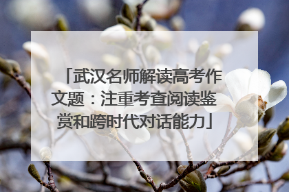武汉名师解读高考作文题：注重考查阅读鉴赏和跨时代对话能力