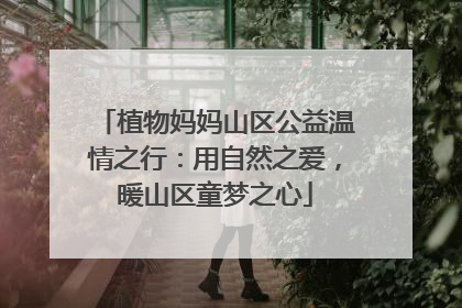 植物妈妈山区公益温情之行：用自然之爱，暖山区童梦之心