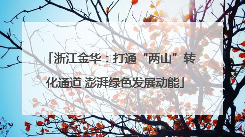 浙江金华：打通“两山”转化通道 澎湃绿色发展动能
