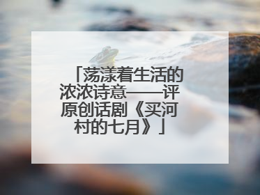荡漾着生活的浓浓诗意——评原创话剧《买河村的七月》