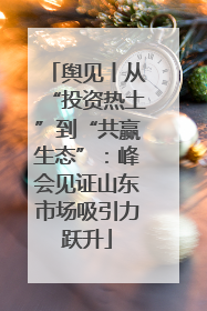 舆见丨从“投资热土”到“共赢生态”：峰会见证山东市场吸引力跃升