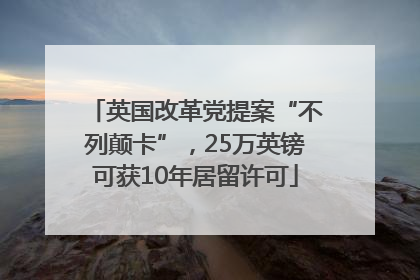 英国改革党提案“不列颠卡”，25万英镑可获10年居留许可