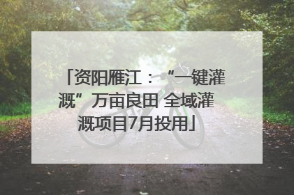 资阳雁江：“一键灌溉”万亩良田 全域灌溉项目7月投用