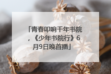 青春叩响千年书院，《少年书院行》6月9日晚首播