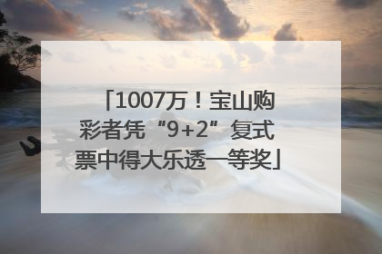 1007万！宝山购彩者凭“9+2”复式票中得大乐透一等奖